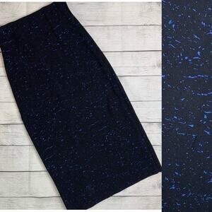 Proenza Schouler Women's Stretch Knit Midi Pencil Skirt Black w/ Blue Flecks XS
